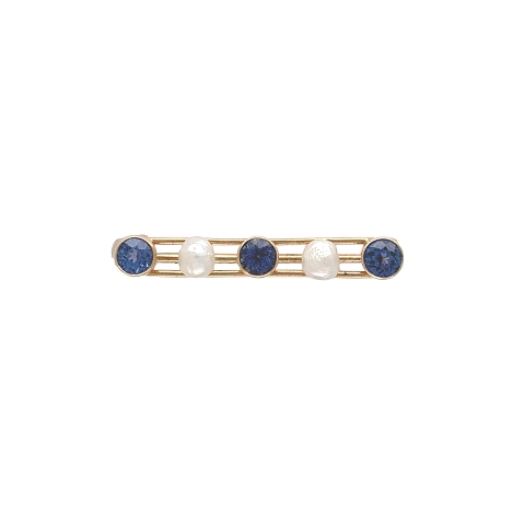 14K Yellow Gold Montana Sapphire and Pearl Bar Pin signed j7044